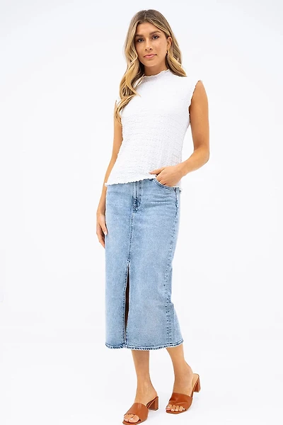 La jupe midi en denim | Modèle Mila