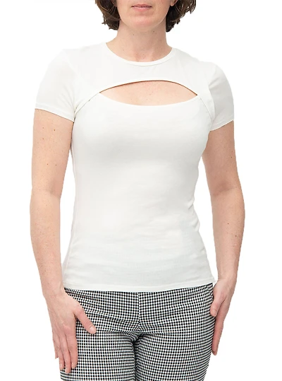 T-shirt encolure ajourée | 3 couleurs