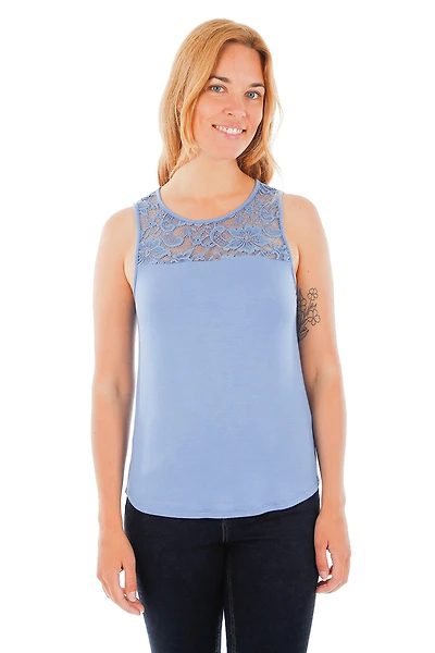 Camisole unie insertion dentelle | Fabriquée au Québec 5 couleurs