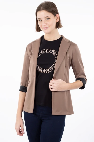 Blazer manches 3/4 revers imprimé | 3 couleurs