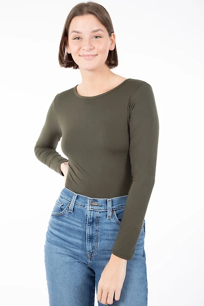 T-shirt manches longues uni basique | 2 couleurs