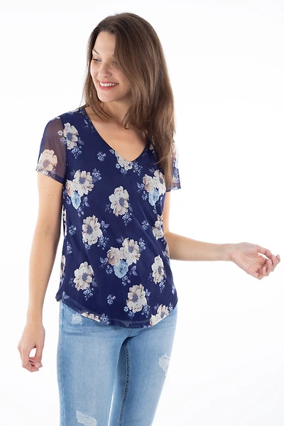 T-shirt en résille imprimée | Fabriqué au Québec 2 couleurs