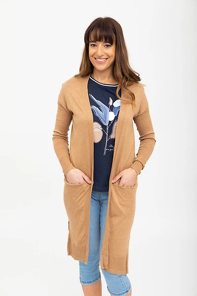 Cardigan long forme ouverte | 3 couleurs