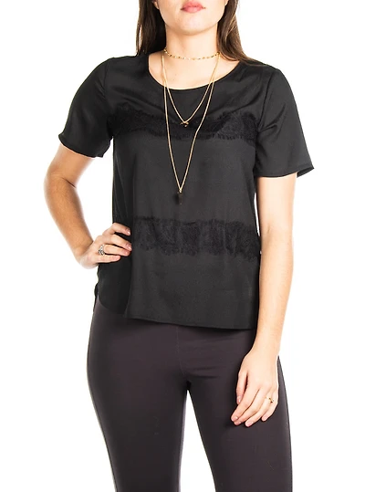 T-shirt avec insertion de dentelle