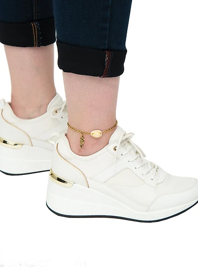 Bracelet de cheville coquillage et hippocampe