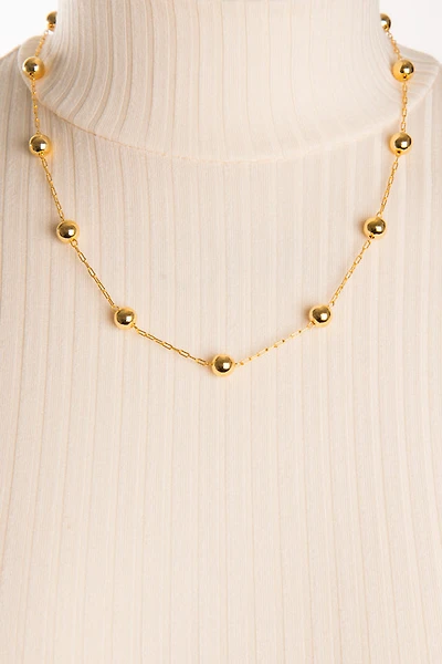 Collier chaîne rectangle et billes | 2 couleurs