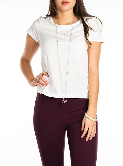 T-shirt en coton organique avec perles  ӏ Vero Moda