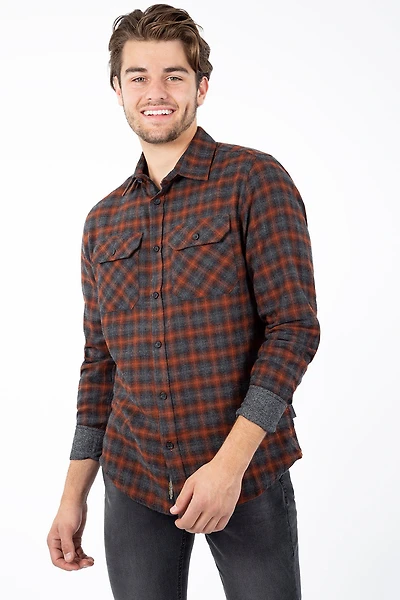 Chemise à carreaux rouille | Projek Raw Modèle Sawyer