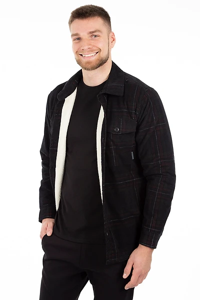 Manteau velours côtelé à carreaux doublé en sherpa