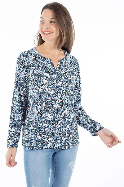 Blouse fleurie col fente | Fransa 2 couleurs