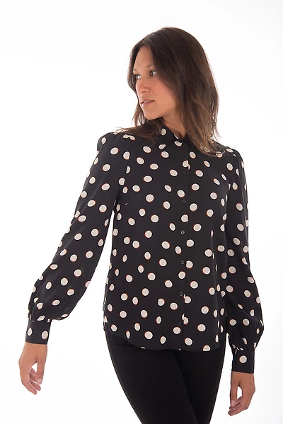 Blouse à pois bicolore manches bouffantes b.young