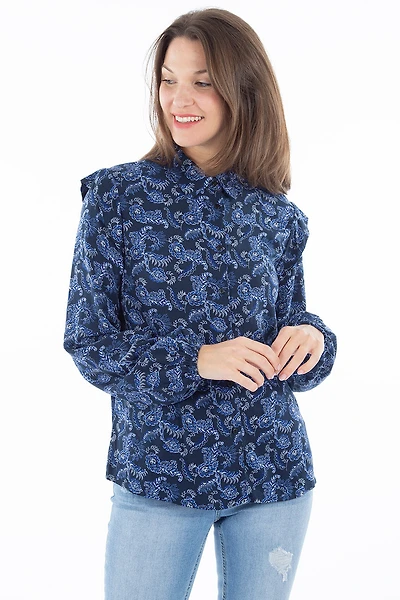 Blouse à motifs et manches volants B.young | 2 couleurs