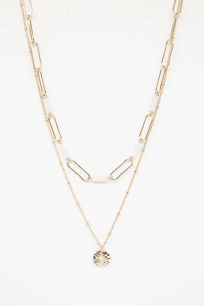 Ensemble de deux colliers médaillon martelé | 2 couleurs