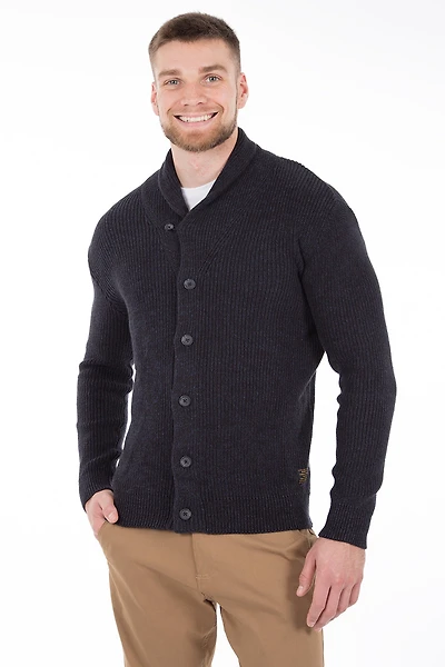 Cardigan tricot côtelé col châle