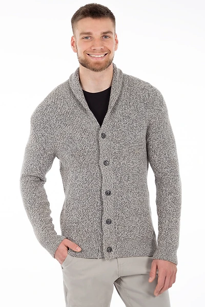 Cardigan tricot côtelé col châle
