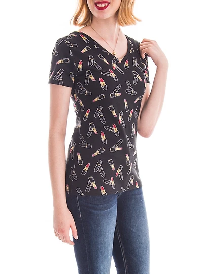 Le t-shirt imprimé rouges à lèvres