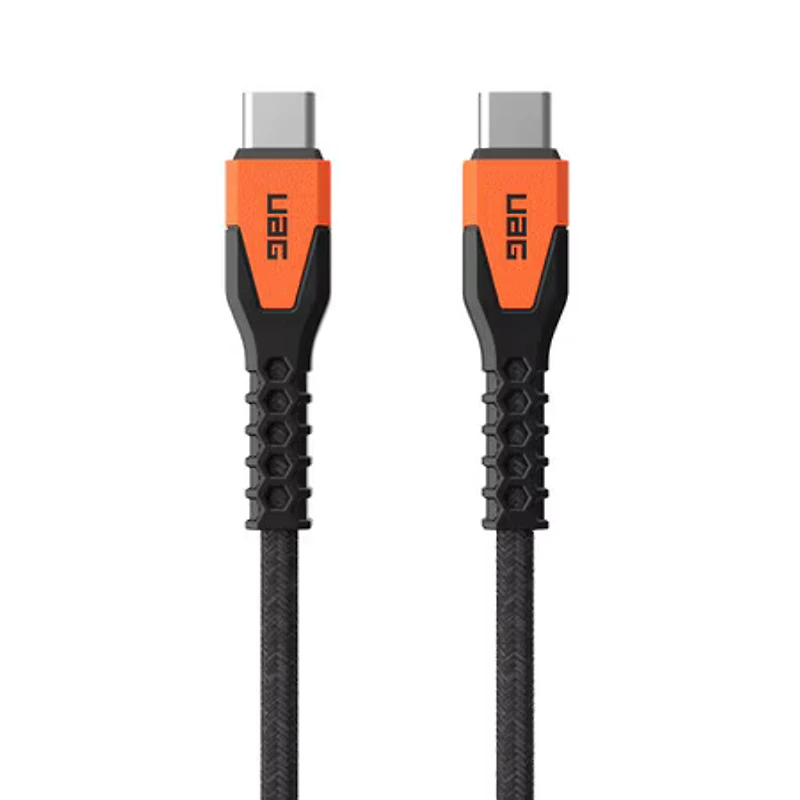 Rugged Kevlar Core USB-C to USB-C Charge/Sync Cable 5ft Black/Orange