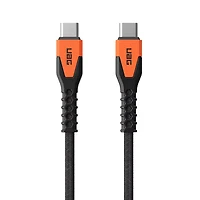 Rugged Kevlar Core USB-C to USB-C Charge/Sync Cable 5ft Black/Orange