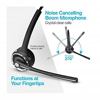 Naztech Black N980 BT Bluetooth Over-the-Head Boom Headset w/Base