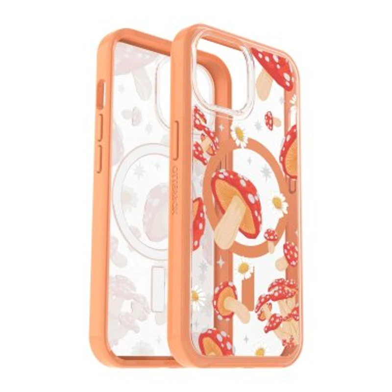 iPhone 15/14/13 Otterbox Symmetry w/ MagSafe Clear Series Case - Orange - Fungi