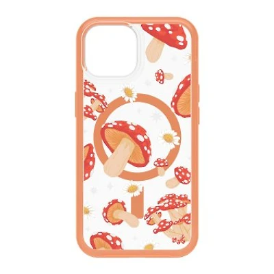 iPhone 15/14/13 Otterbox Symmetry w/ MagSafe Clear Series Case - Orange - Fungi