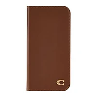 iPhone 16 Pro Max Coach Leather Folio Case - Hazelnut