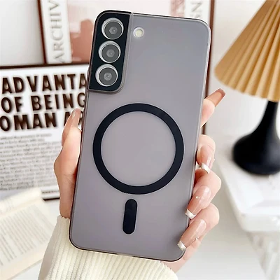 Matte Transparent Ultrathin Magnetic Phone Case for Samsung Galaxy S24 S25 Ultra S22 S23 Plus Lens Protection PC Cover