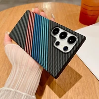Ultra Thin Carbon Fiber Texture Armor Magnetic For Magsafe Case Samsung S25 S24 S23 S22 Note 20 10 Plus Hard PC Cover
