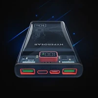 HyperGear 10000mAh Transparent 20W Single Port USB-C + 18W Dual Port USB-A Portable Power Bank
