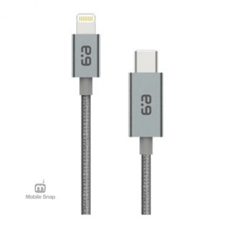 PureGear Space Grey (300cm) Lightning to USB-C Braided Charge and Sync Cable
