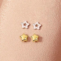 White Gold Star Diamond Kids Earrings