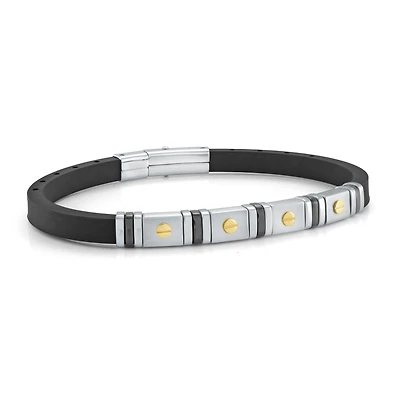 Black Silicone Yellow Screws Bracelet