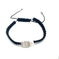 Macrame Girl with Bow on Pearl Bracelet