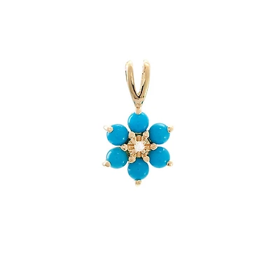 Flower Turquoise Diamond Pendant