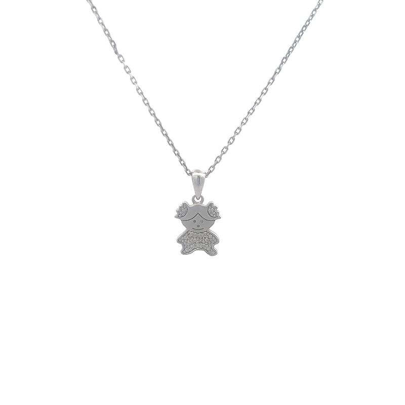 Girl Pigtails Diamond Necklace