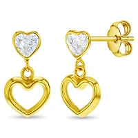 Heart to Heart Clear CZ Dangle Earrings