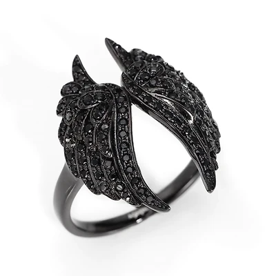 Black Angel Wings Ring Size 7