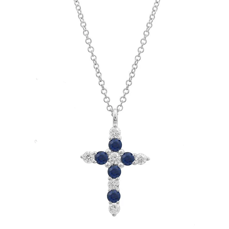 Sapphire and Diamond Cross Necklace