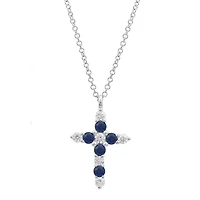 Sapphire and Diamond Cross Necklace