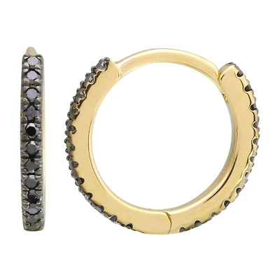 11MM Black Diamond Huggie Earrings