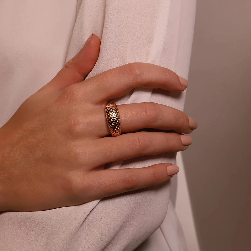 Snake Print Golden Wide Ring