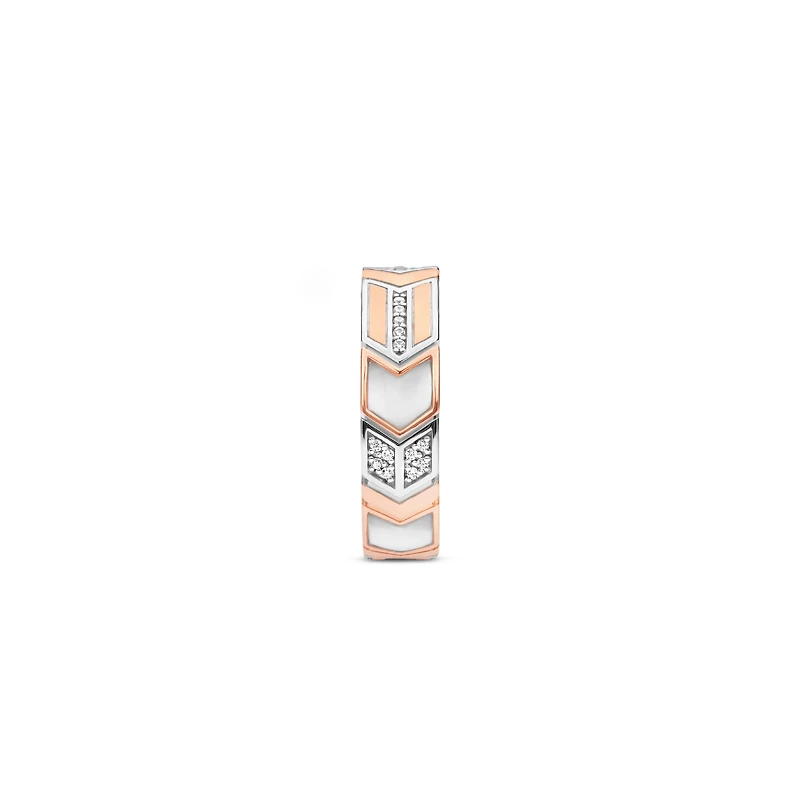 Milky White Rose Arrow Pattern Ring
