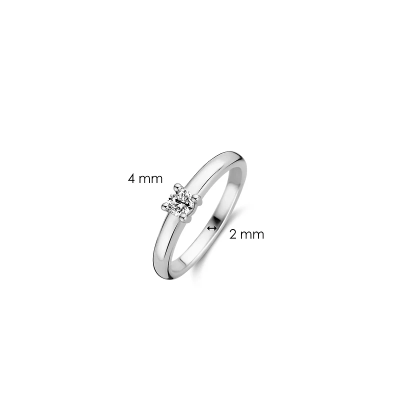 Solitaire 4MM CZ Silver Ring