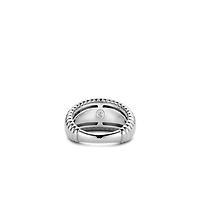 Ribbed Wide Silver Ring