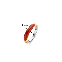 Red Coral Half Band Ring