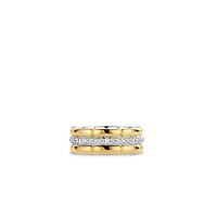 Link Triple Golden Pave Ring