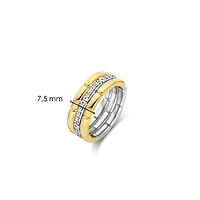 Link Triple Golden Pave Ring