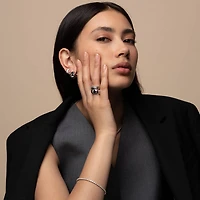 Link Double Silver Pave Ring