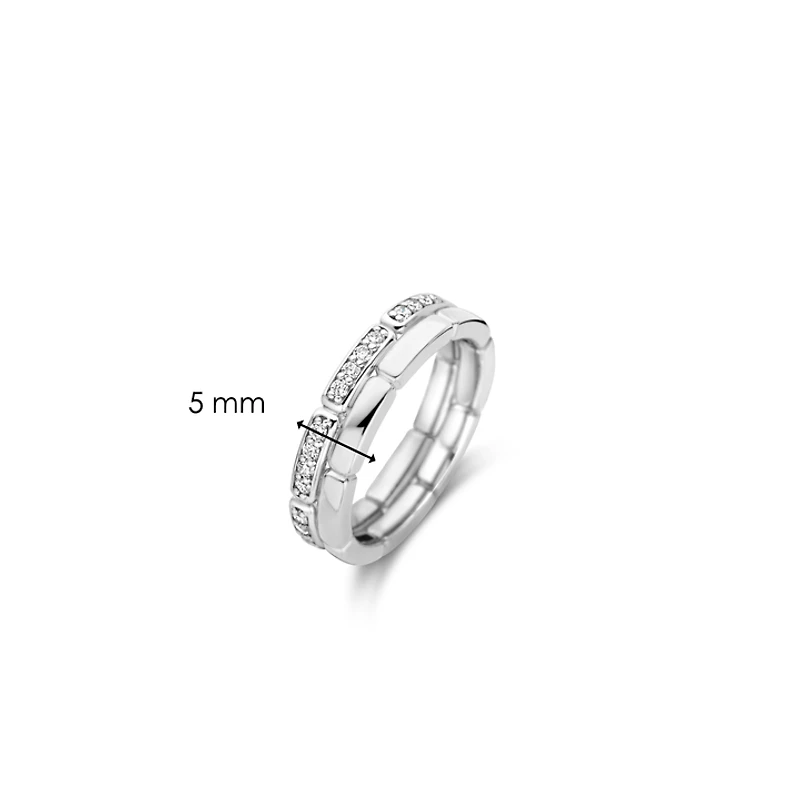 Link Double Silver Pave Ring