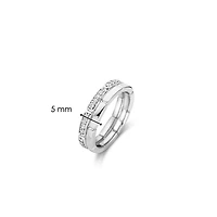 Link Double Silver Pave Ring